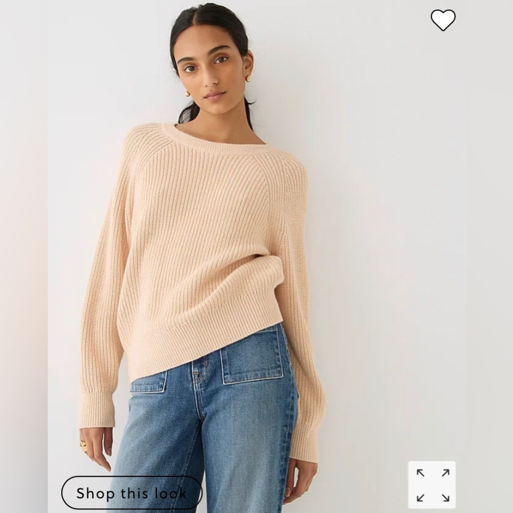 J Crew Cotton fisherman sweater size Small Raw Cashew